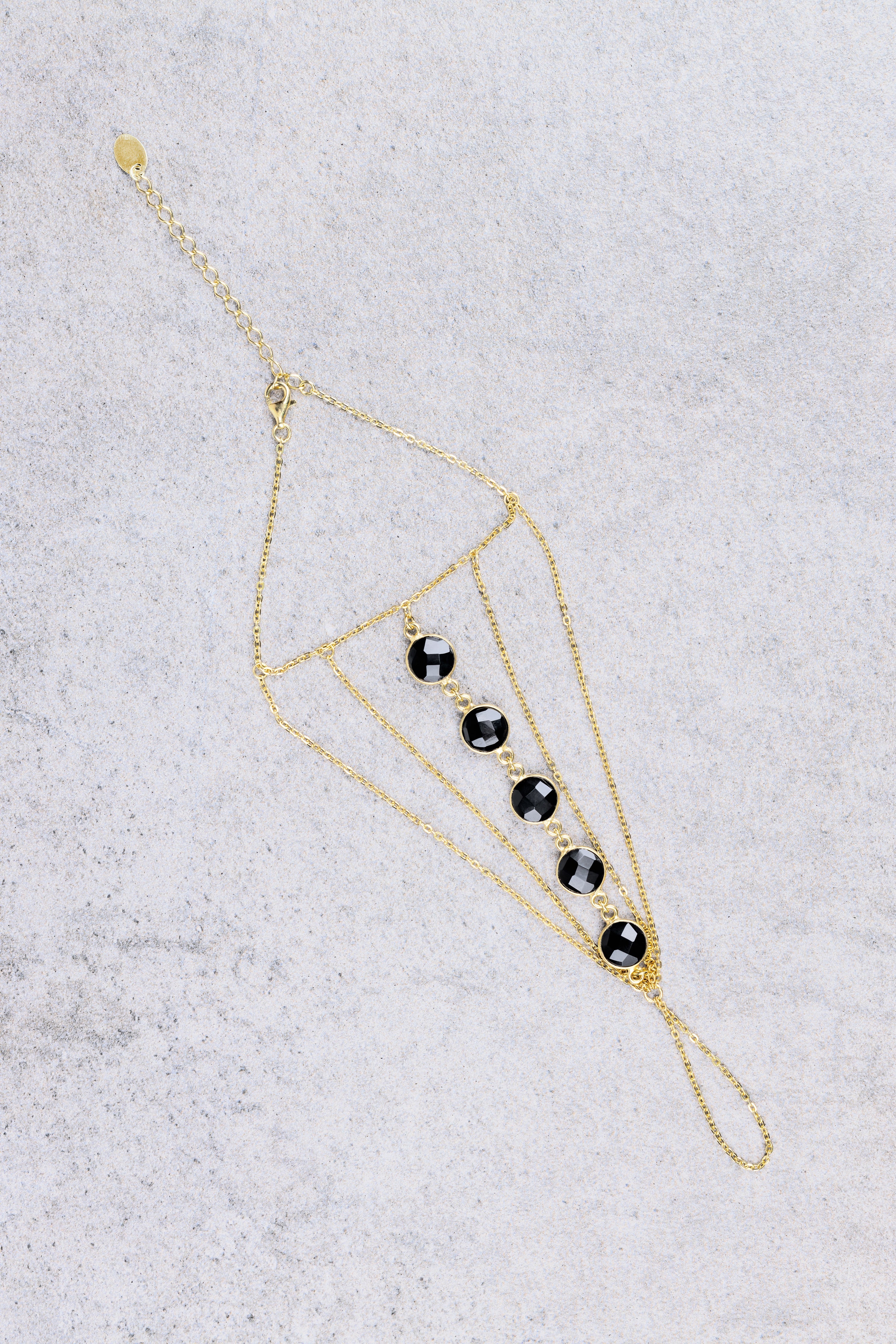 Amaanyi gemstone hand chain, close-up detail shot