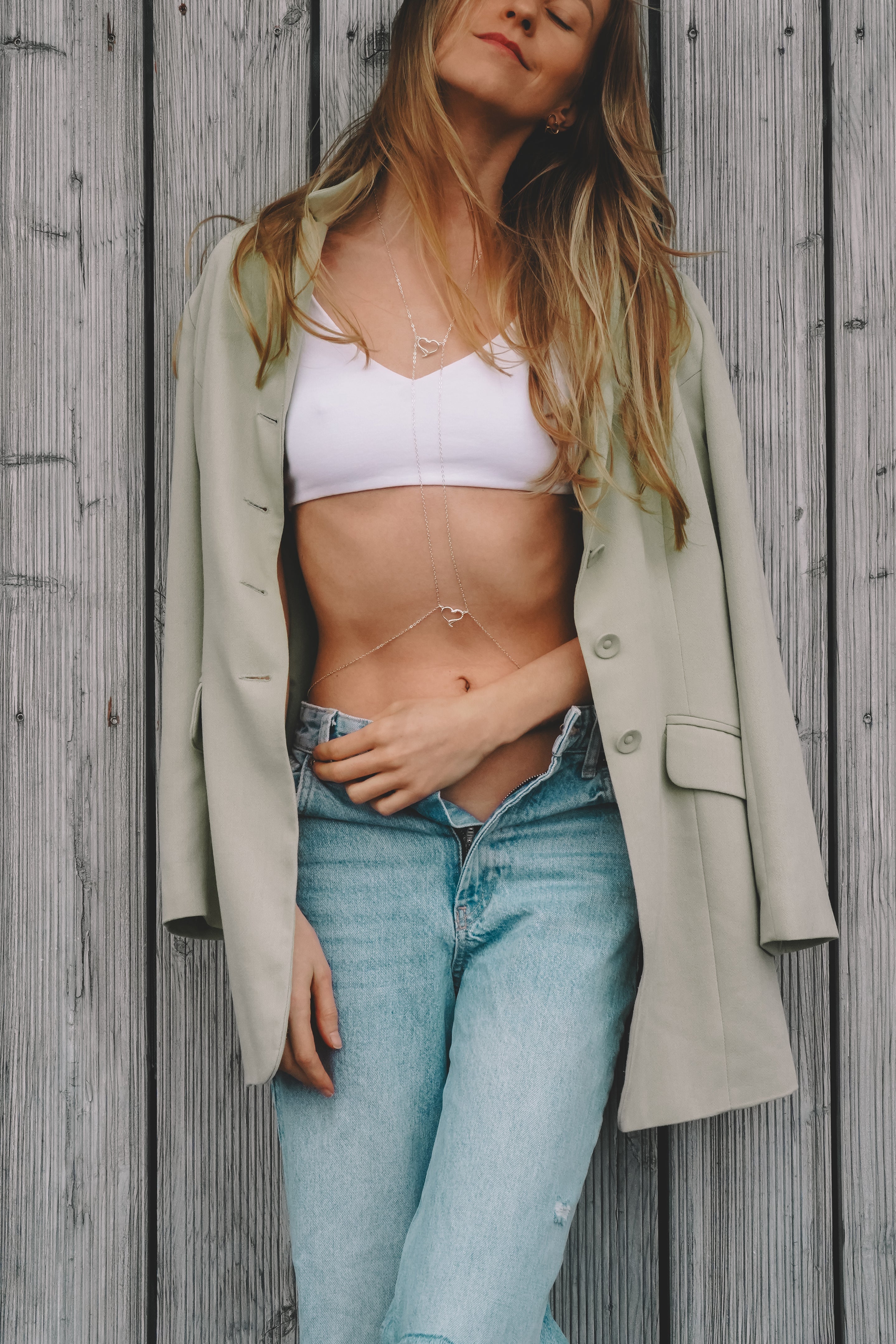 Amo body chain, lifestyle styling shot
