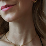 Amo earrings, close-up of the polished heart detail