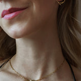 Amo earrings, close-up of the polished heart detail