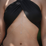 Kavshiri body chain worn tracing the neckline and waist
