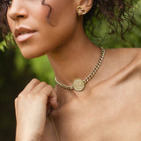 Oray choker worn draped across the body, back view