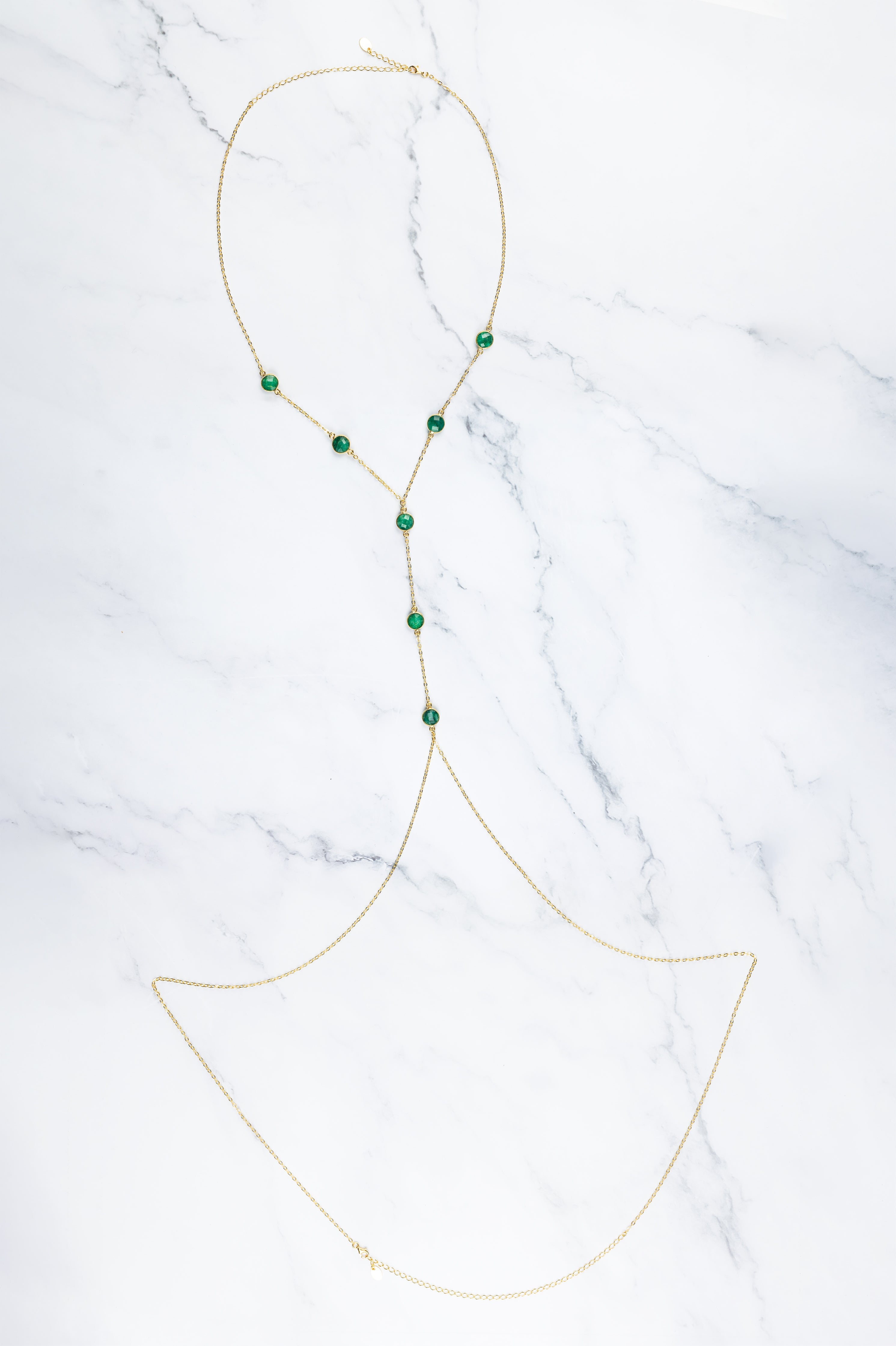 Inerci gemstone body chain styled for a festival look