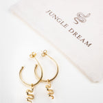 Ejo serpent earrings, close-up of the sculptural curve