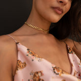 Noha choker in gold-plated silver, serpent detail falling at the front