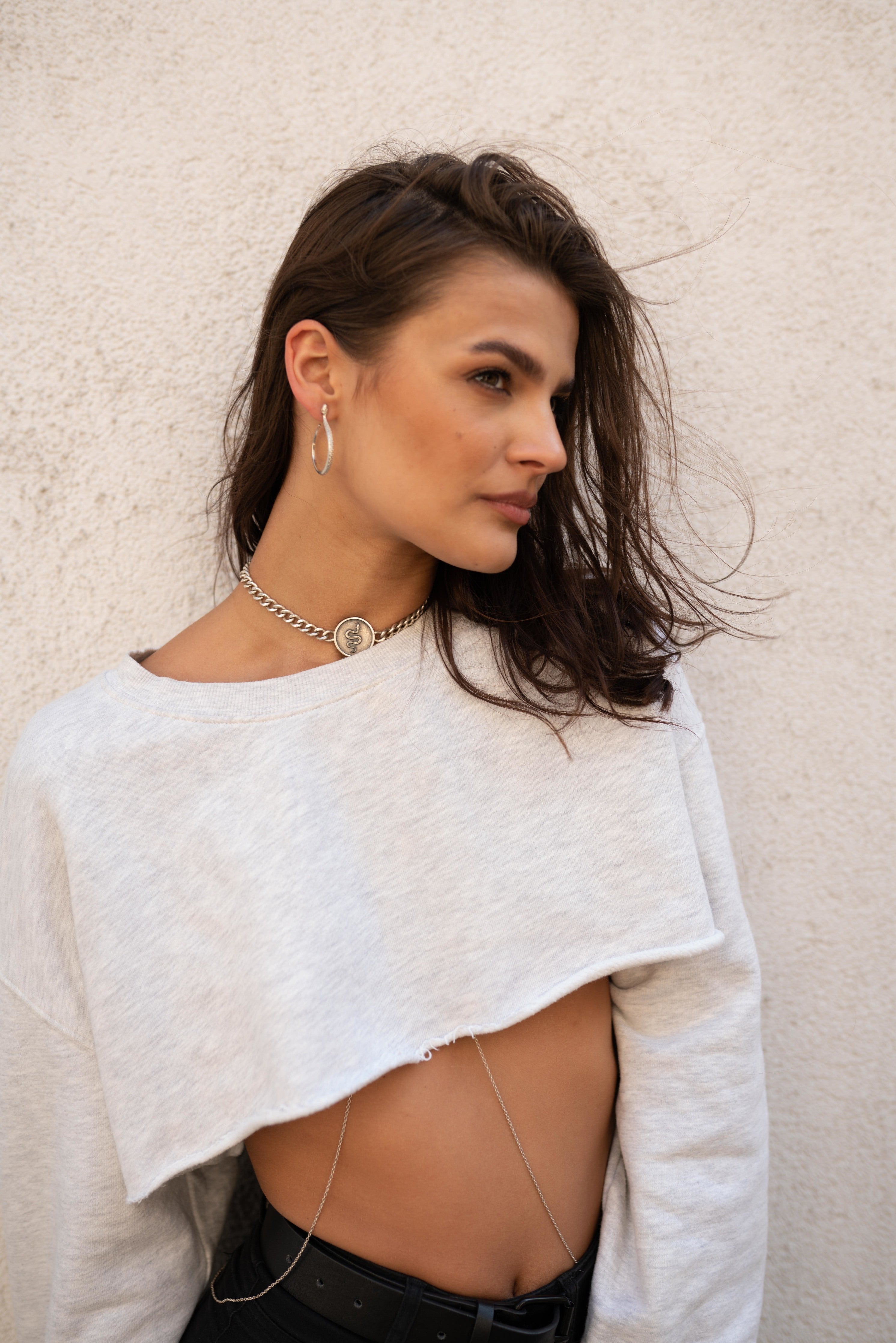 Sarpe serpent hoop earrings, final detail shot