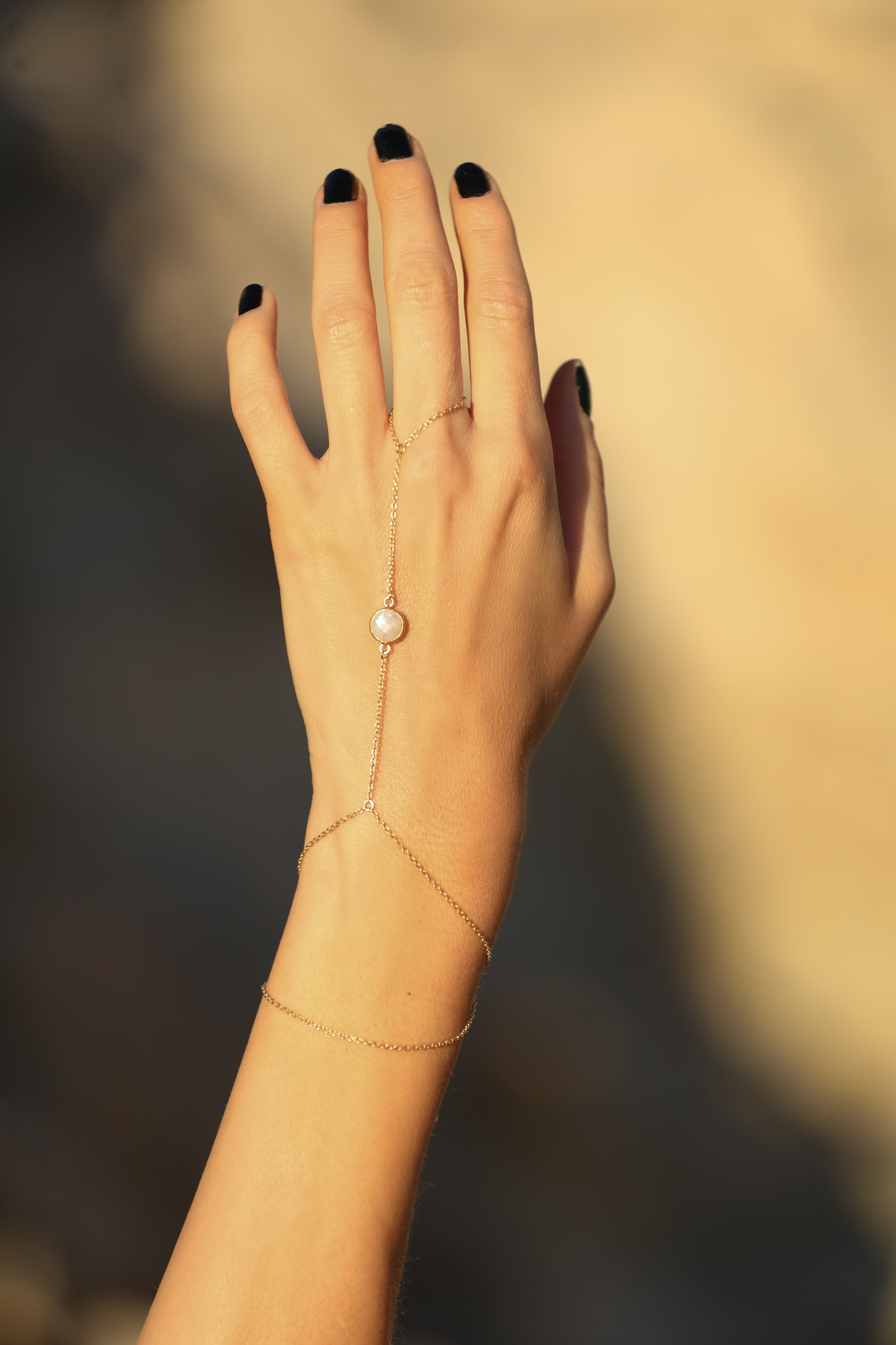 Kiseya gemstone hand chain, lifestyle styling shot